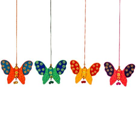 Handmade Wooden Butterfly Christmas Hanging - Yellow-Red, Orange-Blue, Pink-Purple, Green-Blue